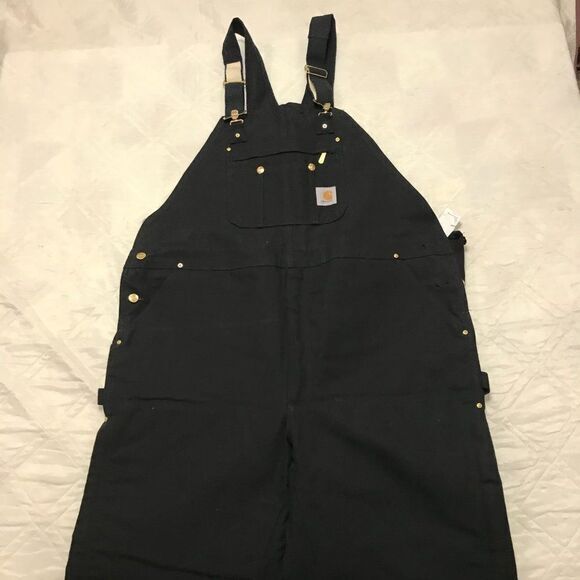 Carhartt Black Quilt Lined Bib Overalls‎ 46X32 nwt - Picture 2 of 8